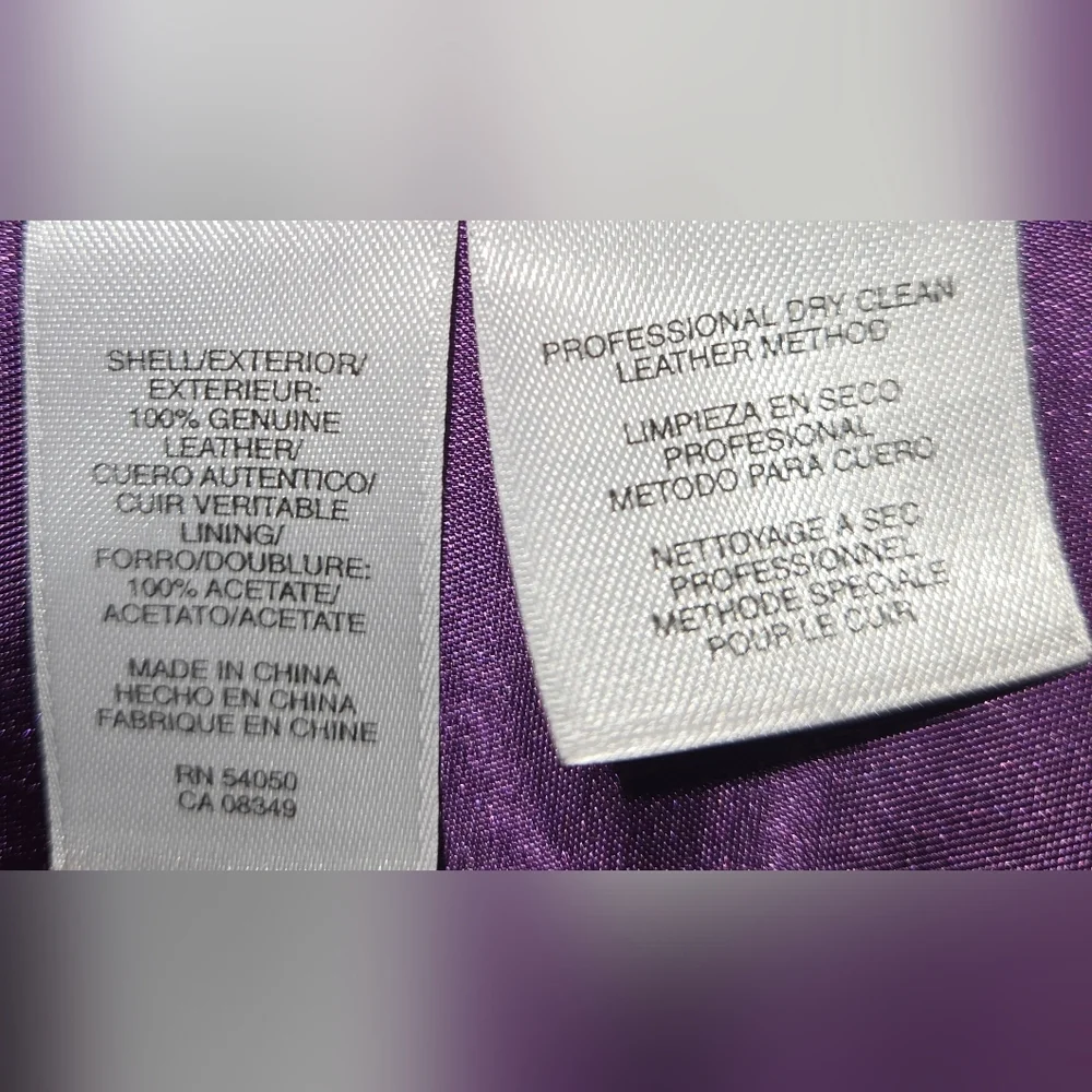 JONES NEW YORK Leather Moto Jacket Purple Sz XL - Picture 11 of 11